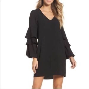 Charles Henry Black Dress Ruffle Sleeve